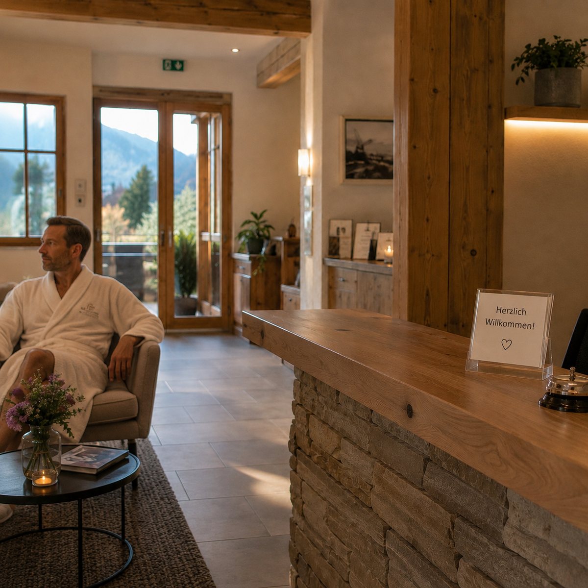 Hotelrezeption am Abend